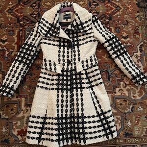 Express Cream and Black Winter Dress Coat